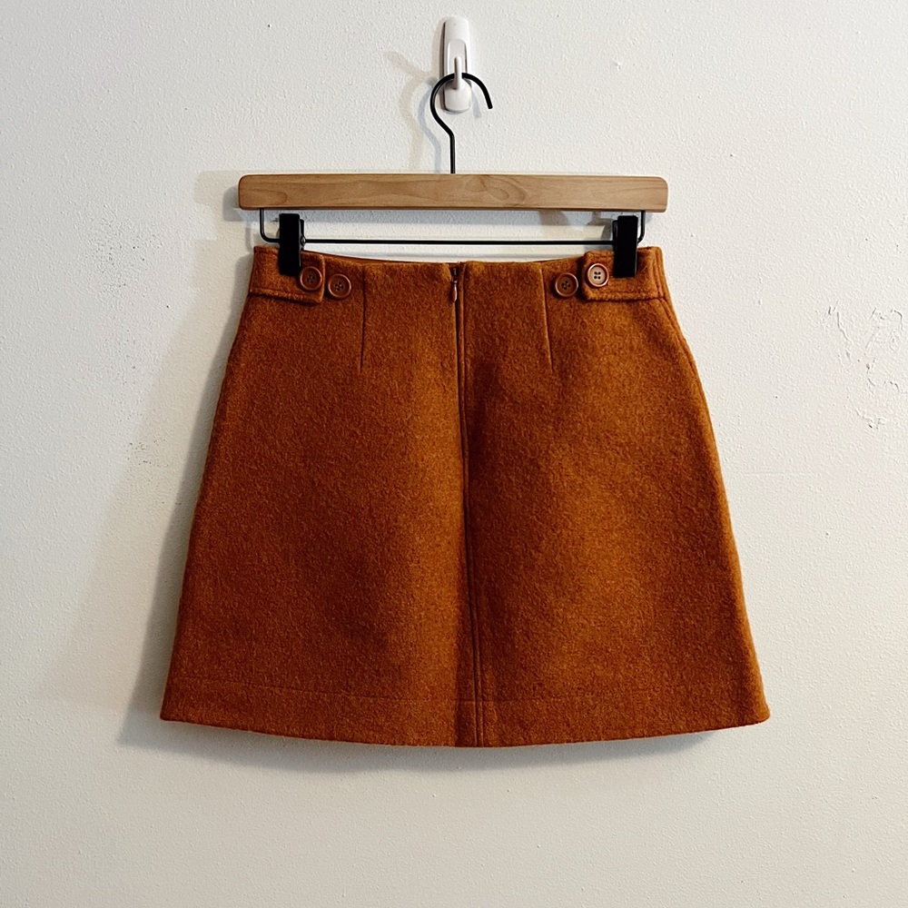 COS Rust Orange Wool Mini Skirt with Patch Pocket - Picture 4 of 8